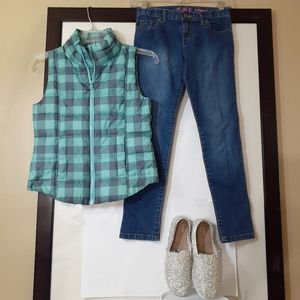 Girls Winter Bundle | Plaid Puffer + Skinny Jeans